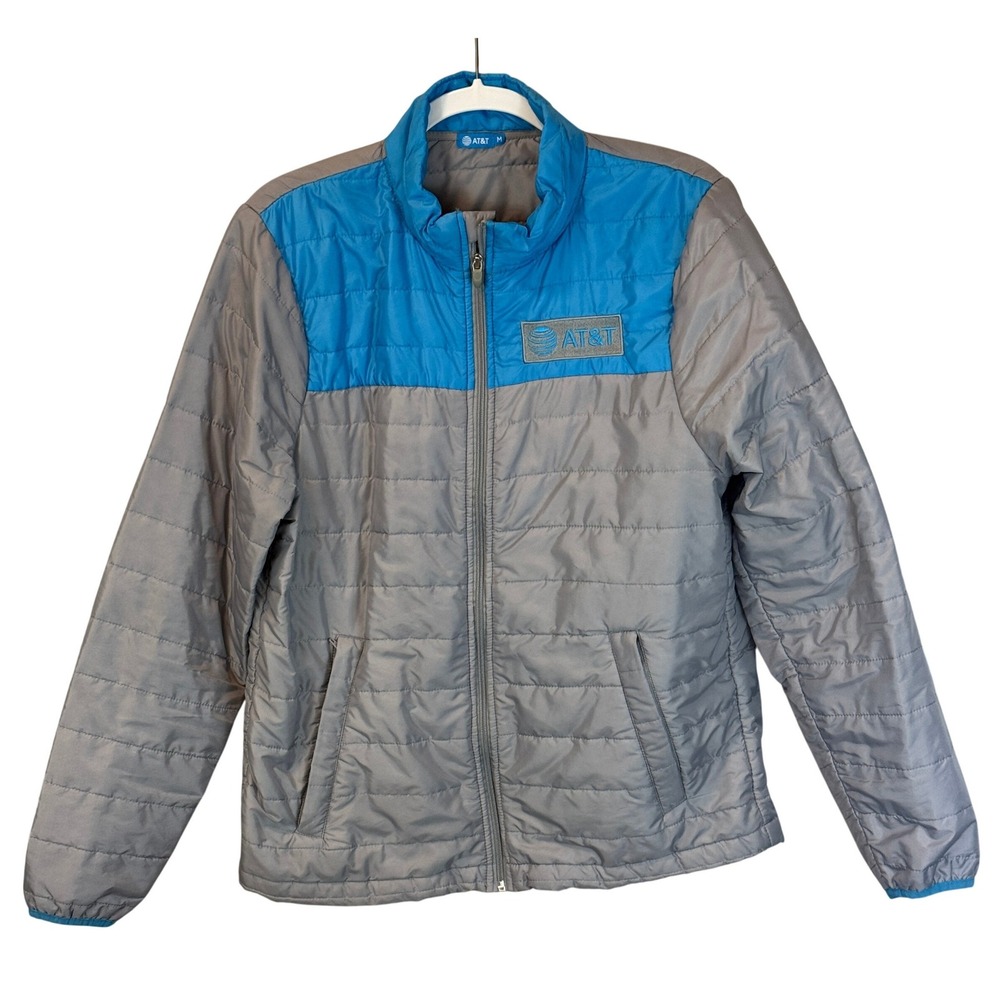 AT&T Sales Blue Gray‎ Colorblock Puffer Jacket Size Medium